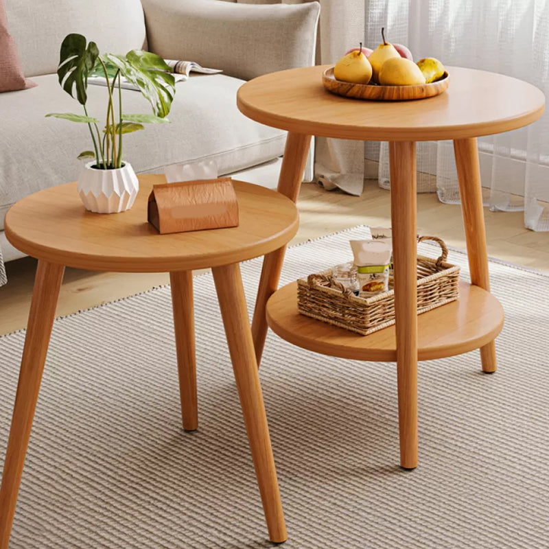 Stone 3 Legs Cocktail Table Modern Round Coffee Table with Shelf