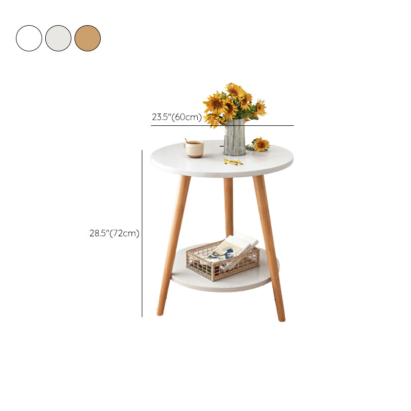 Stone 3 Legs Cocktail Table Modern Round Coffee Table with Shelf