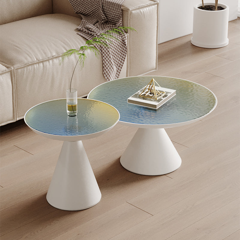 Glass Top Pedestal Coffee Table Modern No Distressing Round Bunching Tables