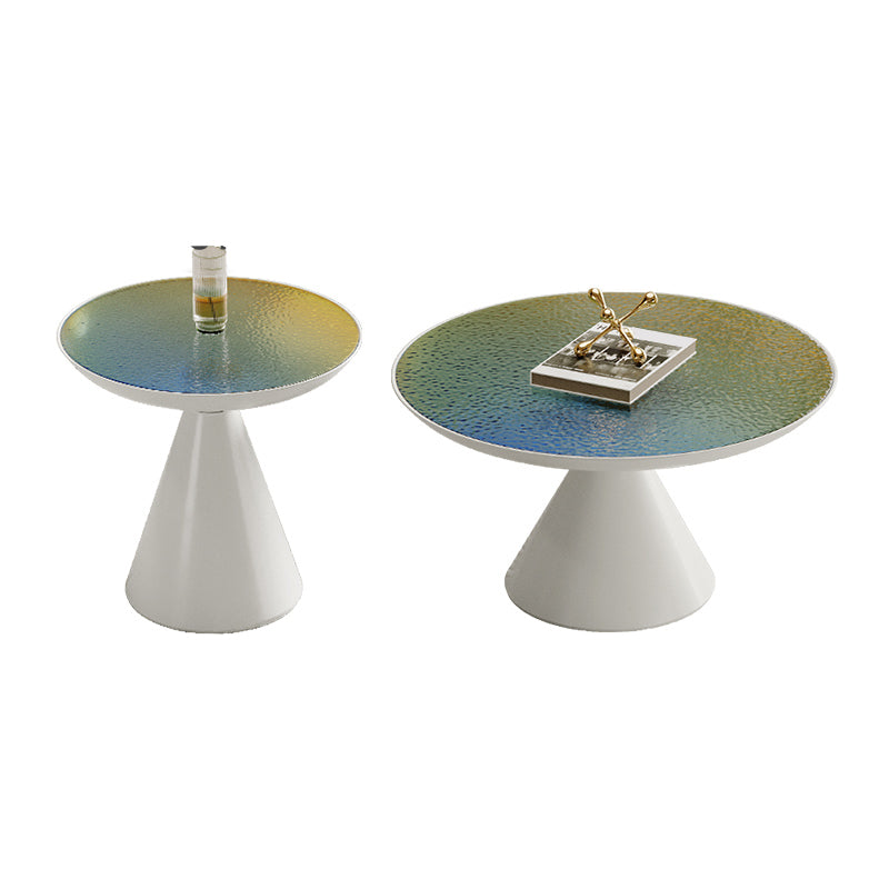 Glass Top Pedestal Coffee Table Modern No Distressing Round Bunching Tables