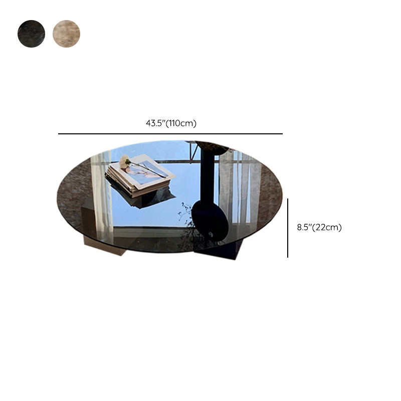 8.6"H Contemporary Coffee Table Glass Top Coffee Cocktail Table