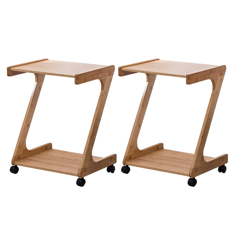 15" Wide Contemporary Corner Table Wood Double Tier Accent Side Table