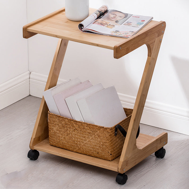 15" Wide Contemporary Corner Table Wood Double Tier Accent Side Table