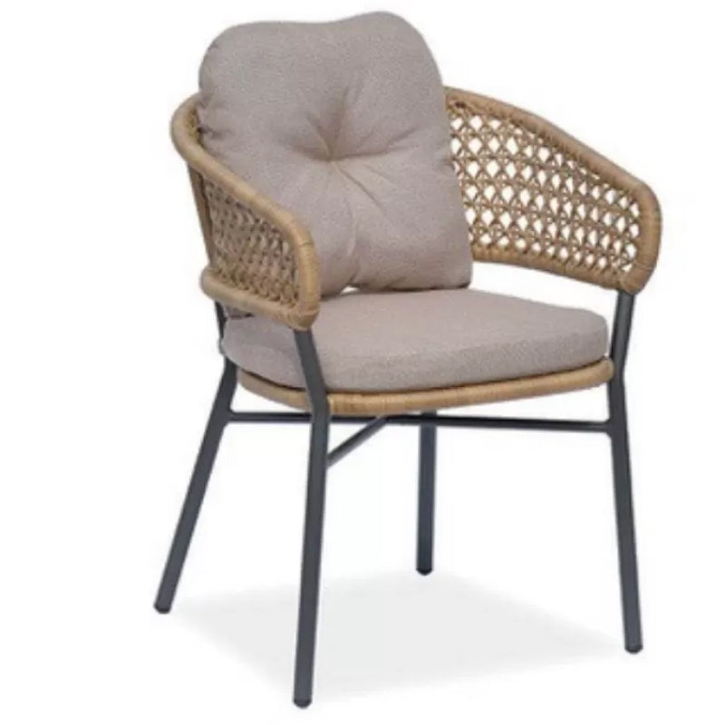 Tropical Outdoor Loveseat Wicker/Rattan Khaki Fabric Cushion Water Resistant