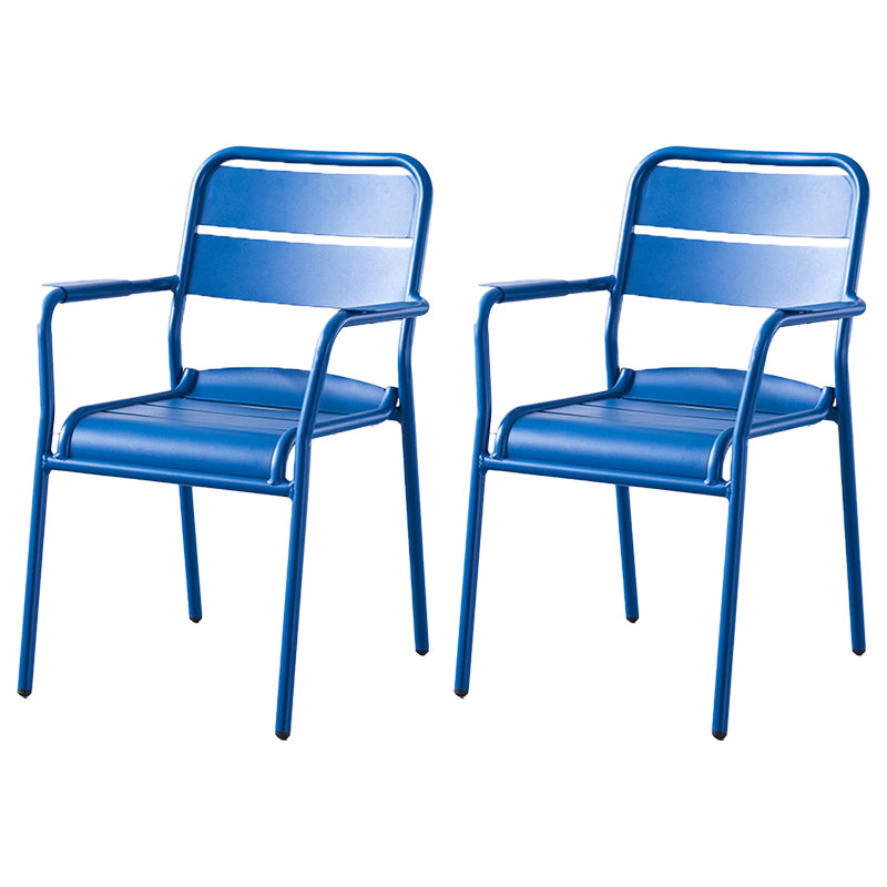 Industrial Patio Dining Chair Metal With Arm Aluminum Outdoor Bistro Chairs