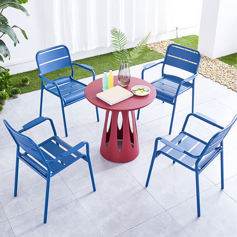 Industrial Patio Dining Chair Metal With Arm Aluminum Outdoor Bistro Chairs