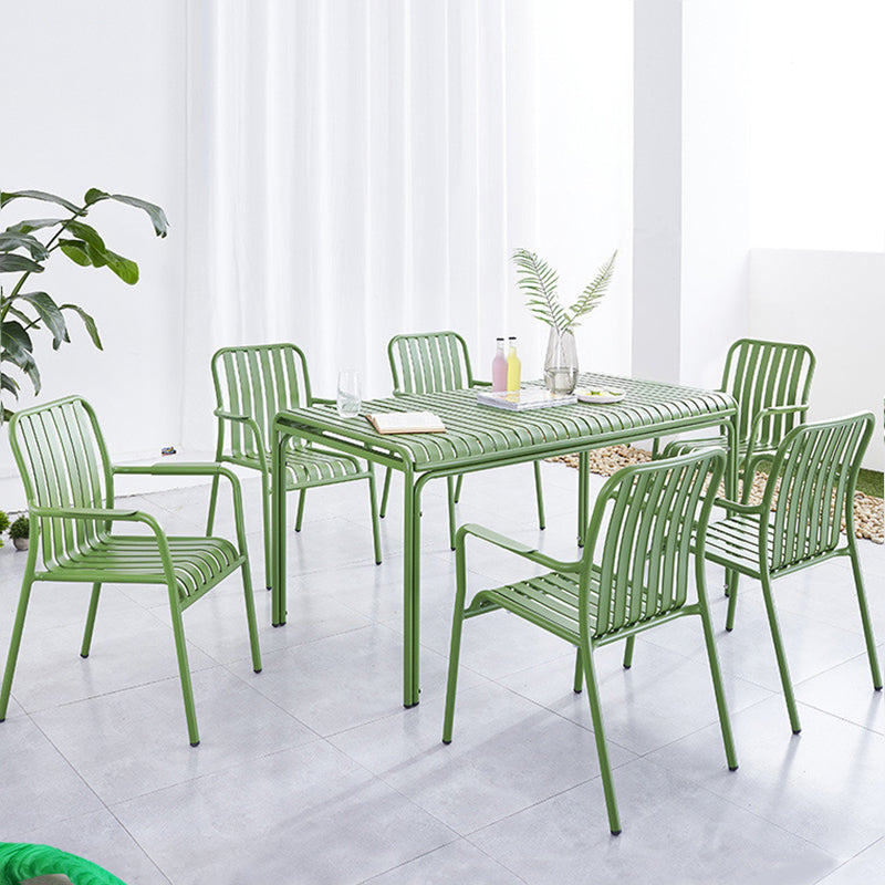 Industrial Patio Dining Chair Metal With Arm Aluminum Outdoor Bistro Chairs