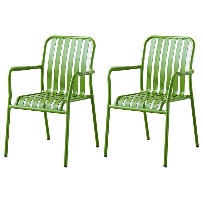 Industrial Patio Dining Chair Metal With Arm Aluminum Outdoor Bistro Chairs