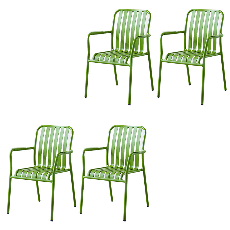 Industrial Patio Dining Chair Metal With Arm Aluminum Outdoor Bistro Chairs