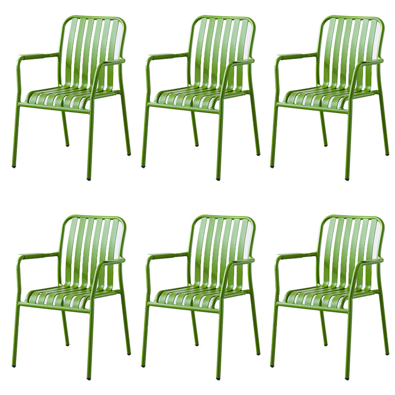 Industrial Patio Dining Chair Metal With Arm Aluminum Outdoor Bistro Chairs