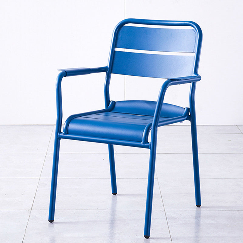 Industrial Patio Dining Chair Metal With Arm Aluminum Outdoor Bistro Chairs