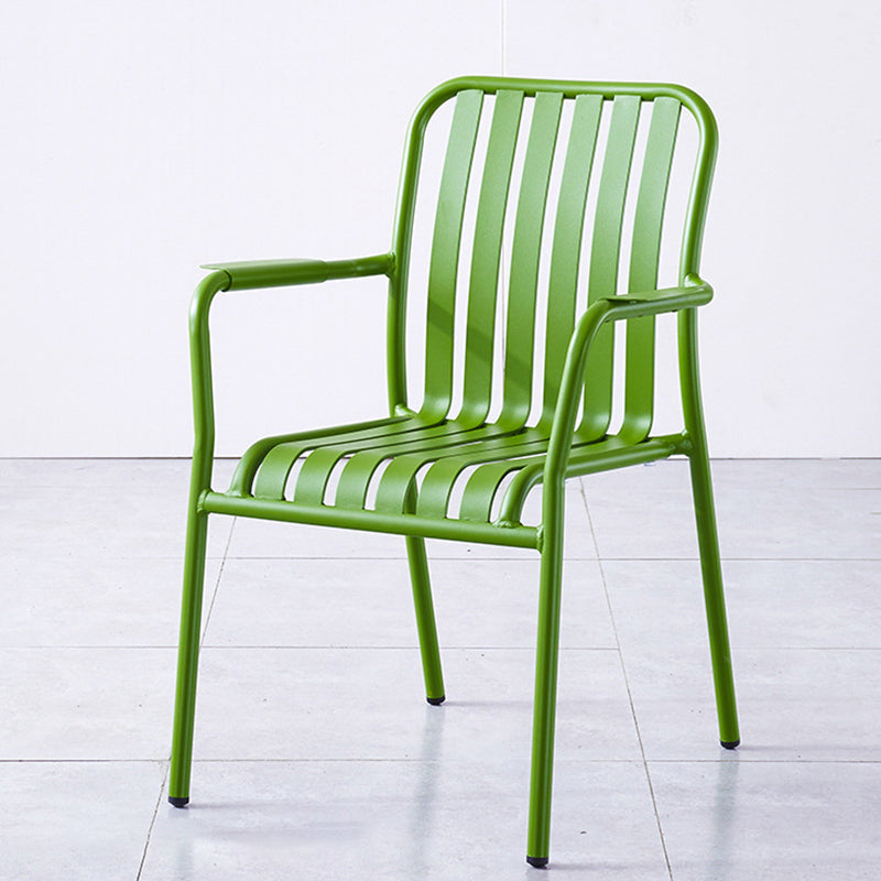 Industrial Patio Dining Chair Metal With Arm Aluminum Outdoor Bistro Chairs