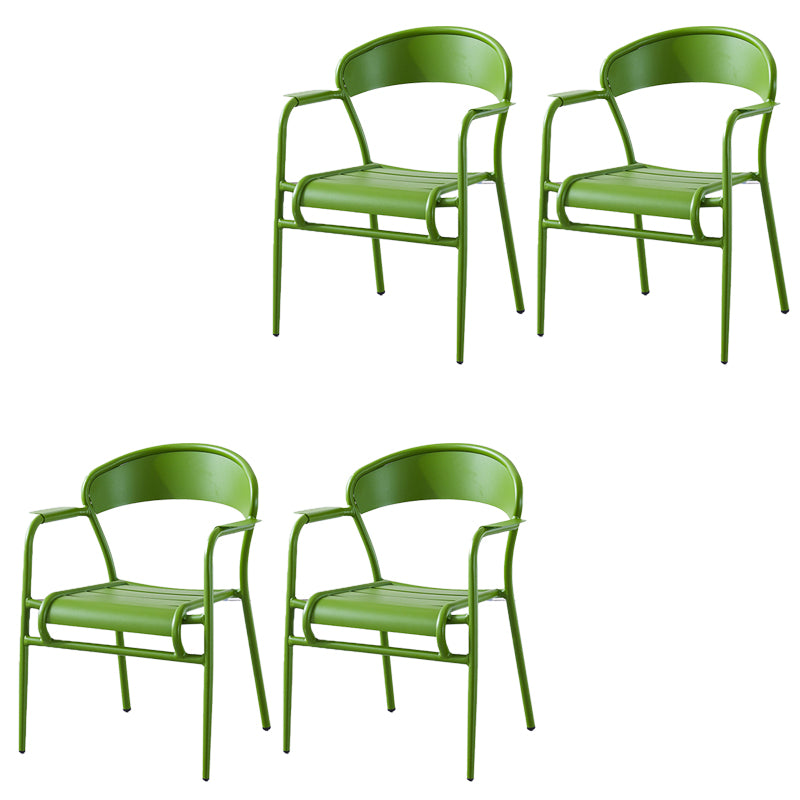 Industrial Patio Dining Chair Metal With Arm Aluminum Outdoor Bistro Chairs