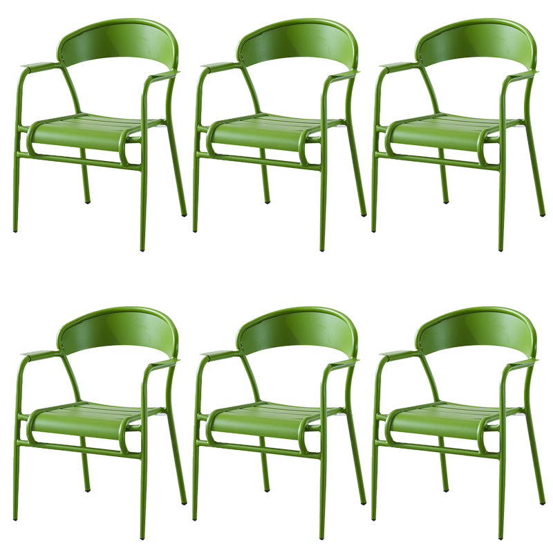 Industrial Patio Dining Chair Metal With Arm Aluminum Outdoor Bistro Chairs