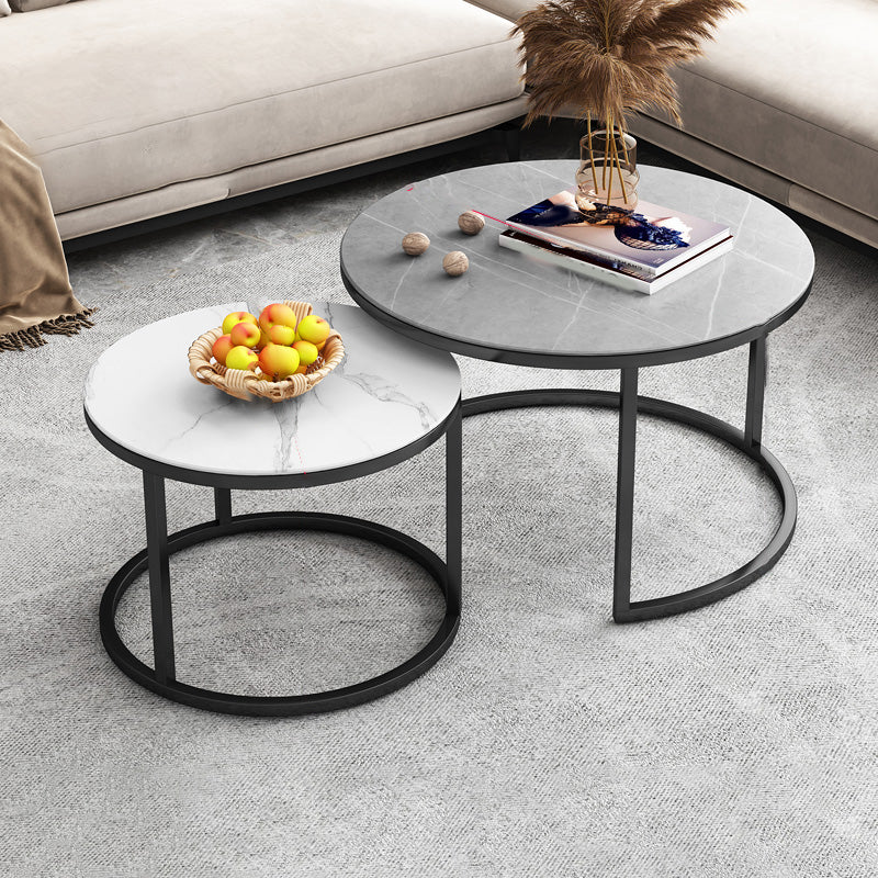 Frame Coffee Table Modern Slate Cocktail Table with Storage Drawers