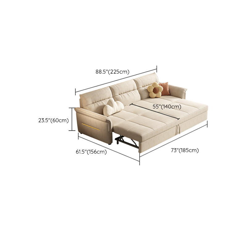Glam White Futon and Mattress Flared Arms Folding Futon Frame