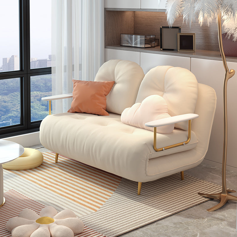 Glam Upholstered Futon and Mattress Pillow Back Folding Futon Frame