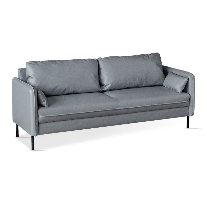 Square Arm Faux Leather Sofa Id Century Loose Back Single Cushion Sofa
