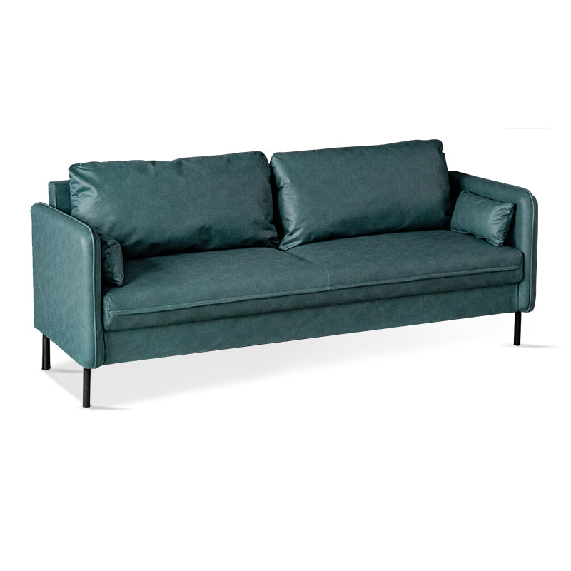 Square Arm Faux Leather Sofa Id Century Loose Back Single Cushion Sofa