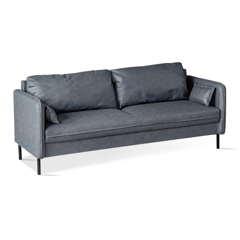 Square Arm Faux Leather Sofa Id Century Loose Back Single Cushion Sofa