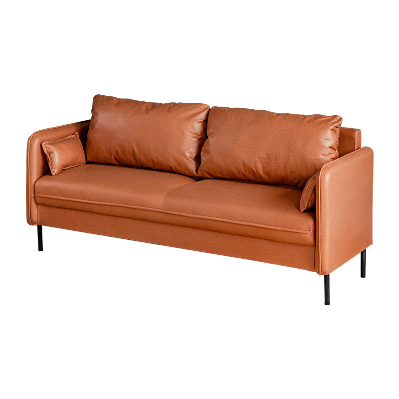 Square Arm Faux Leather Sofa Id Century Loose Back Single Cushion Sofa