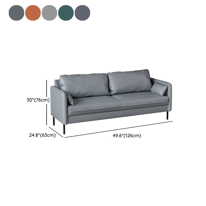 Square Arm Faux Leather Sofa Id Century Loose Back Single Cushion Sofa