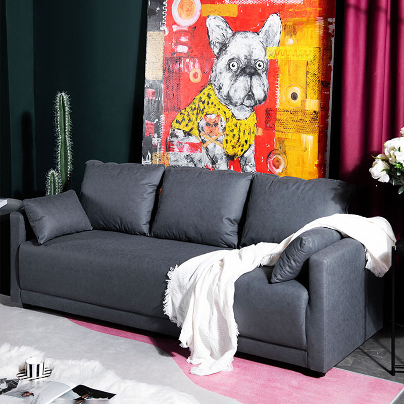 Square Arm Loose Back Sofa 2/3-Seater Nordic Leather Single Cushion Sofa