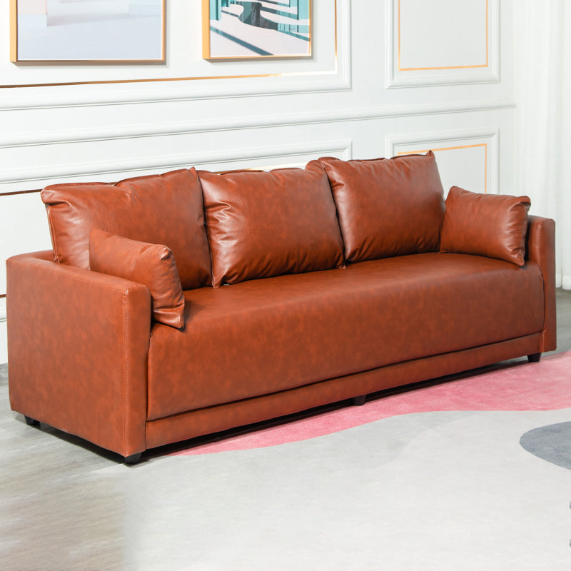 Square Arm Loose Back Sofa 2/3-Seater Nordic Leather Single Cushion Sofa