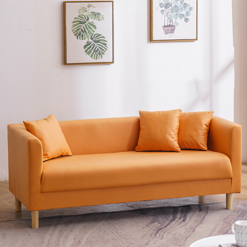 Faux Leather Tuxedo Arm Sofa Scandinavian Single Cushion Sofa with Pillows