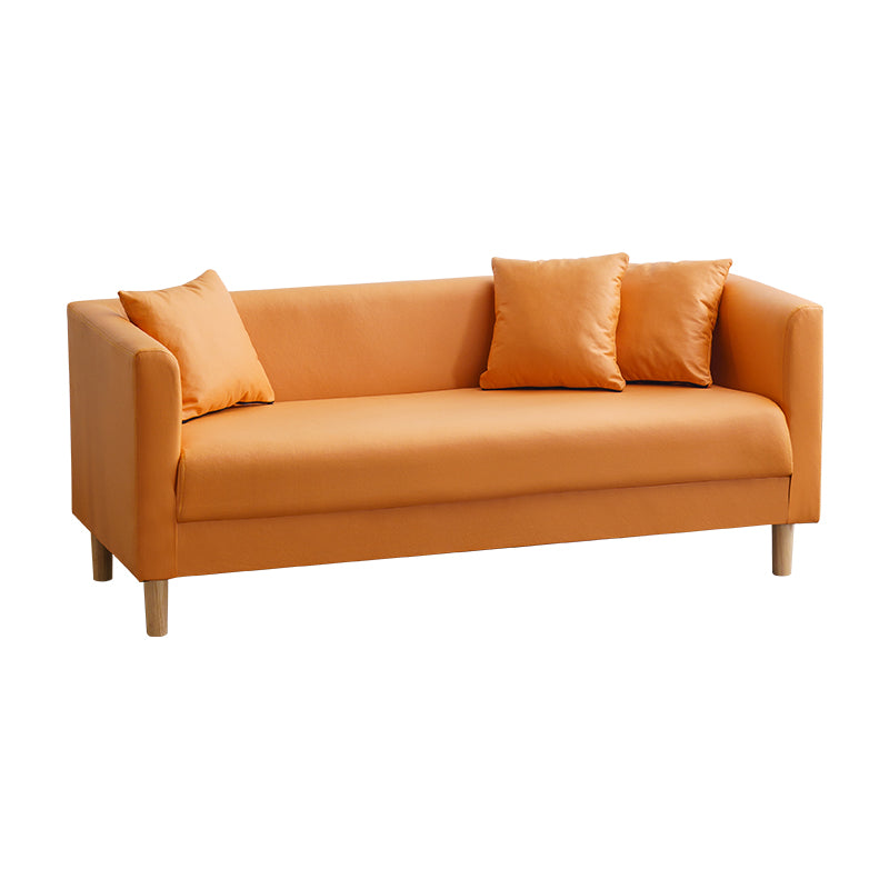 Faux Leather Tuxedo Arm Sofa Scandinavian Single Cushion Sofa with Pillows