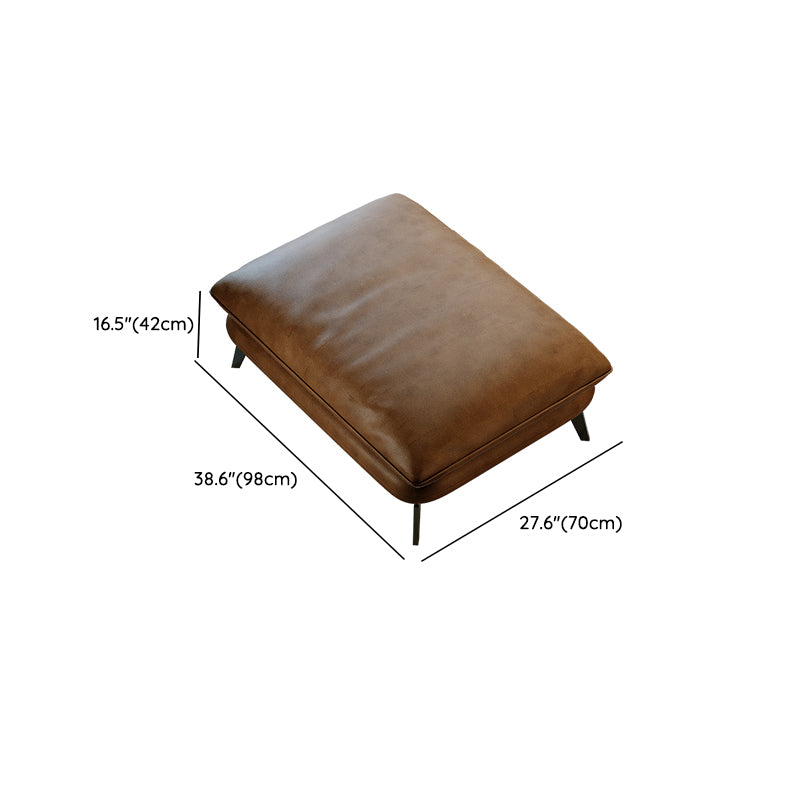 Pillow Top Arm Sofa in Brown Genuine Leather Sewn Pillow Back Sofa
