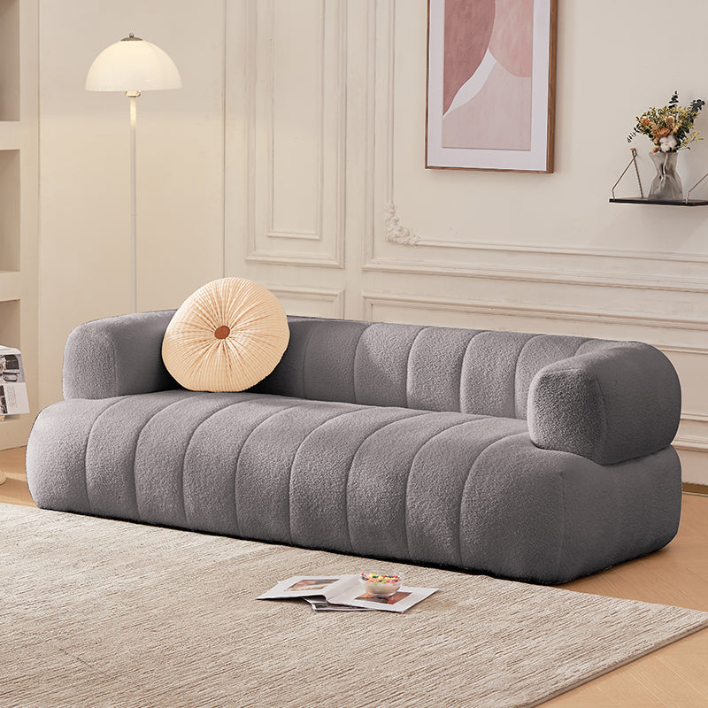 Recessed Arm Wool Sofa Scandinavian 23.6" High Sofa with Pillows