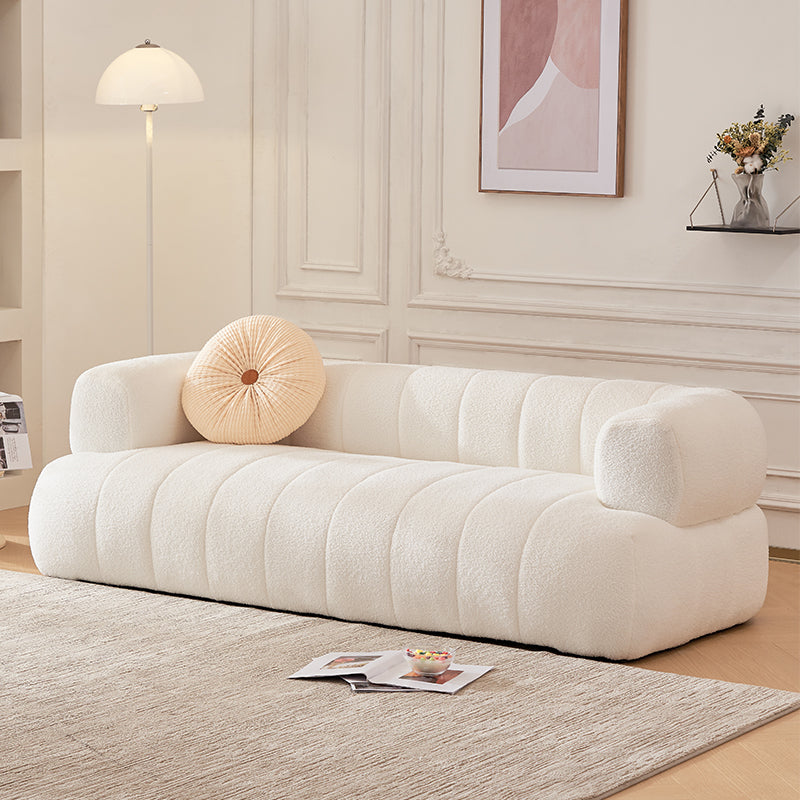 Recessed Arm Wool Sofa Scandinavian 23.6" High Sofa with Pillows