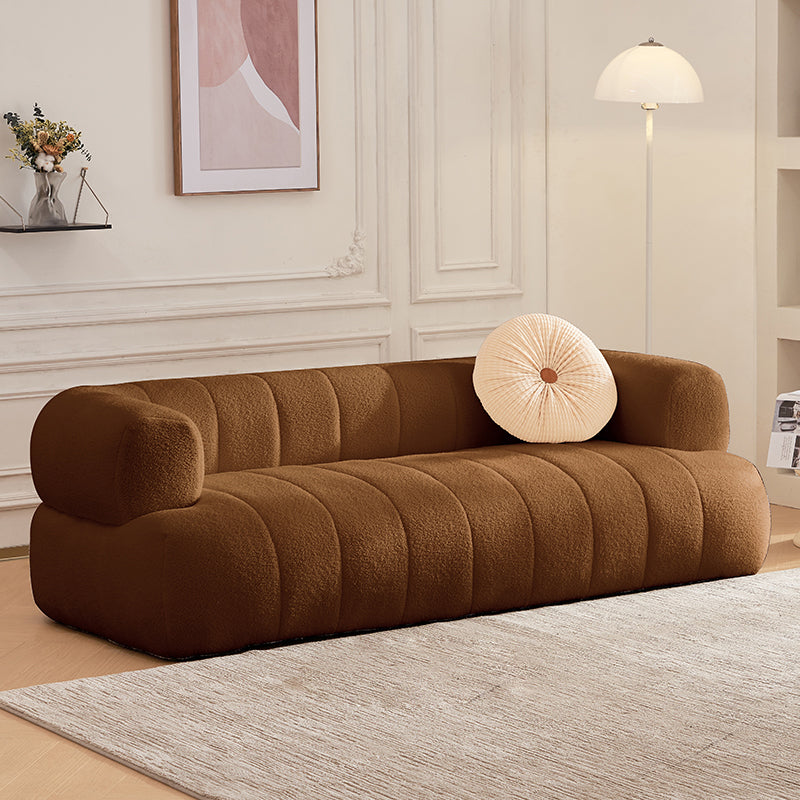 Recessed Arm Wool Sofa Scandinavian 23.6" High Sofa with Pillows