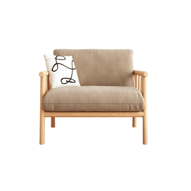 Slipcovered Single Cushion Sofa Tropical Solid Wood Seat with Pillows
