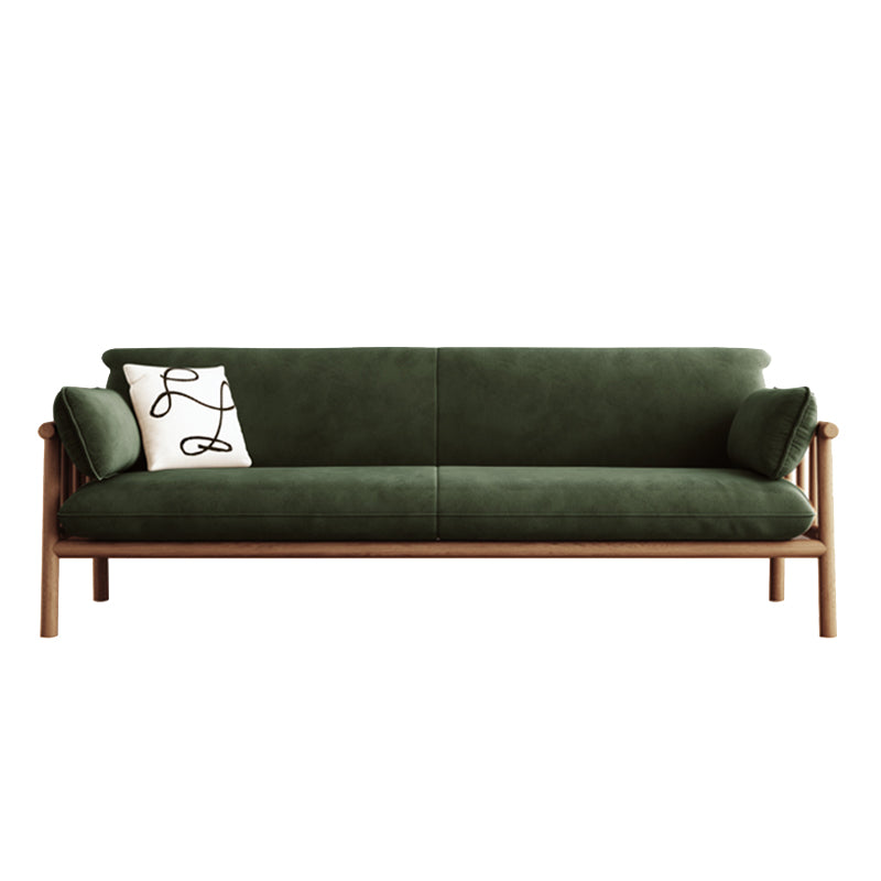 Slipcovered Single Cushion Sofa Tropical Solid Wood Seat with Pillows