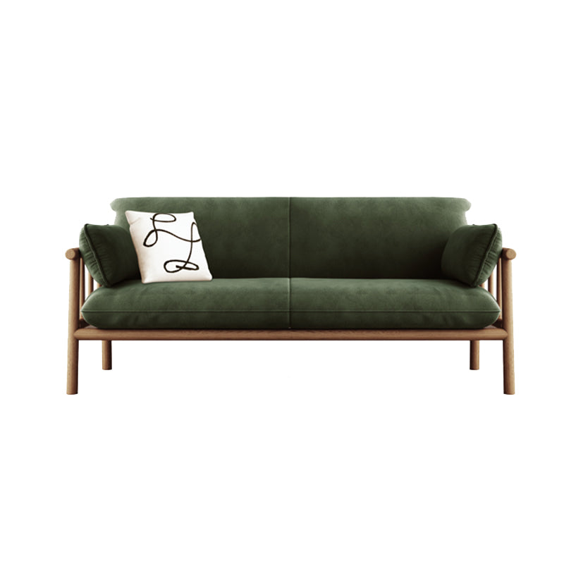 Slipcovered Single Cushion Sofa Tropical Solid Wood Seat with Pillows