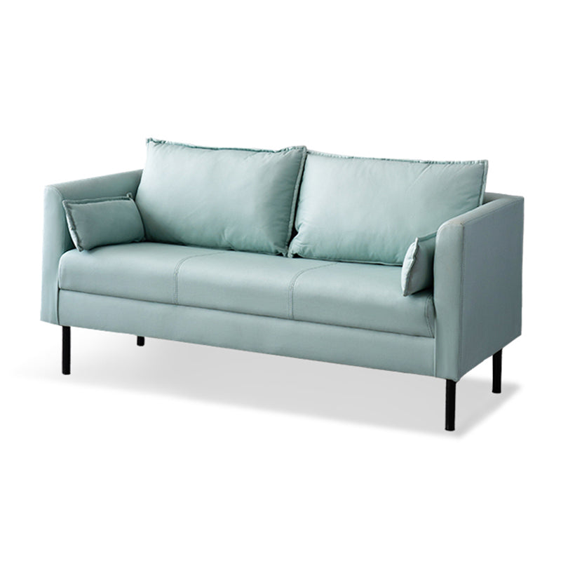 Faux Leather Loose Back Sofa Square Arm Single Cushion Loveseat