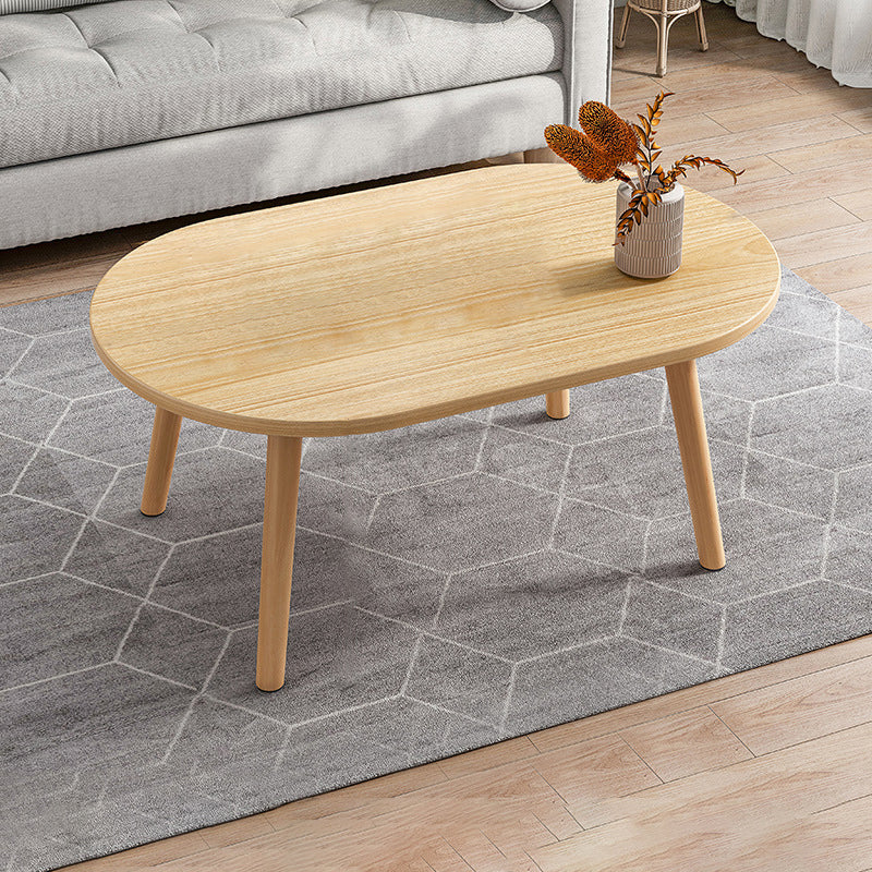 Modern Wooden Coffee Table Oval Bunching Coffee Table Set for Living Room