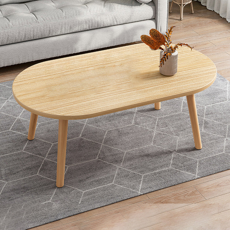 Modern Wooden Coffee Table Oval Bunching Coffee Table Set for Living Room