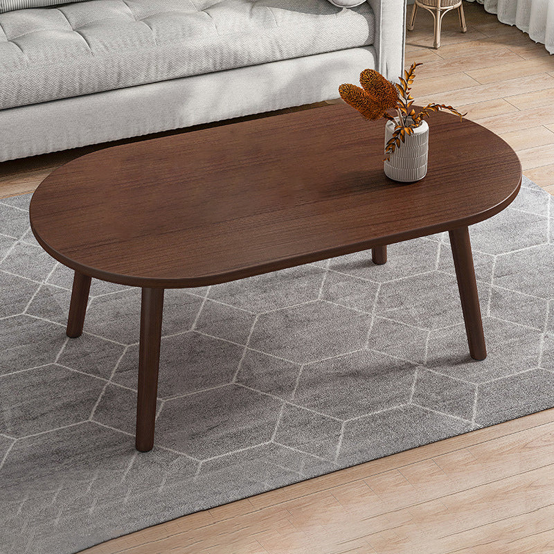 Modern Wooden Coffee Table Oval Bunching Coffee Table Set for Living Room