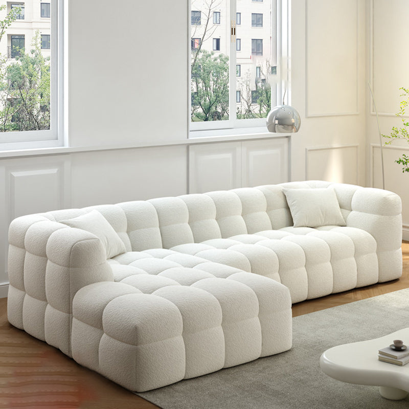 Scandinavian Living Room Sectional Sofas White L-Shape Modular Sleeper Sectional