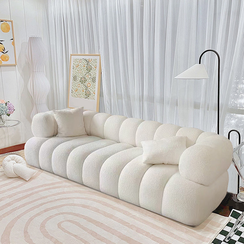 Sewn Pillow Back Sofa Northern European Recessed Arm Sofa with Pillows