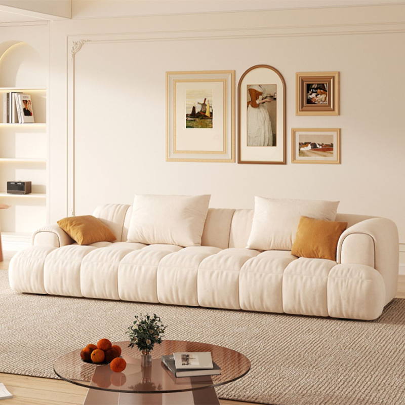 Scandinavian Recessed Arm Sofa 28.7" H Blocks Sofa with Pillows