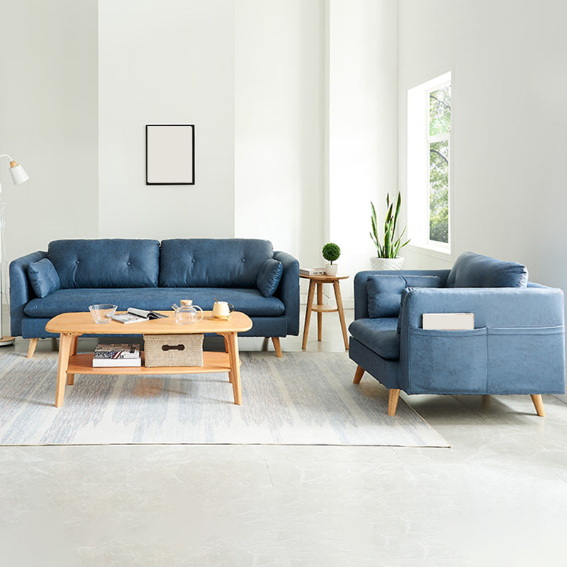 Tufted Square Arm Sofa 3-Seater Faux Leather Single Cushion Sofa