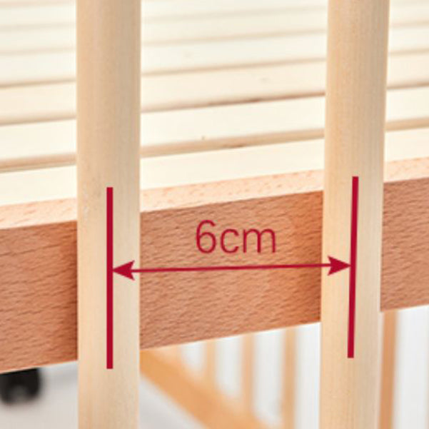 Light Wood Nursery Crib Modern Nursery Crib with Casters/Wheels
