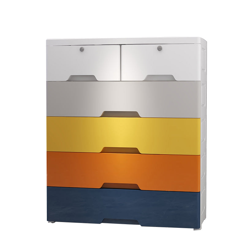 Northern European Vertical Kids Nightstand Plastic Nursery Dresser 6 Drawers for Room