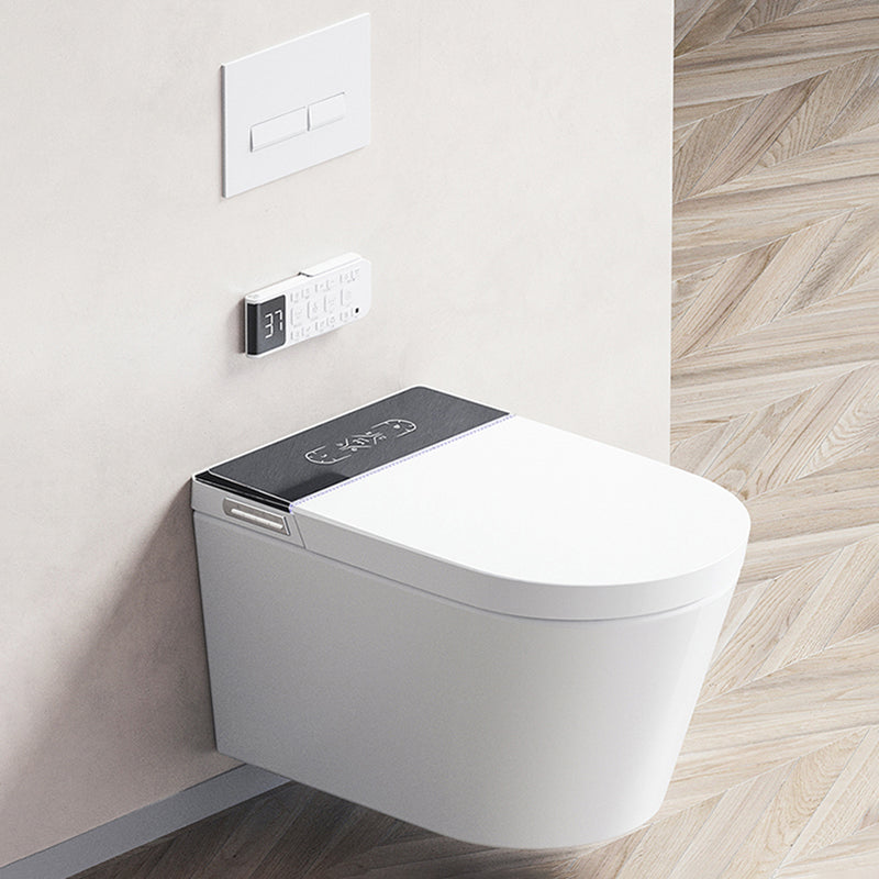 Contemporary White Elongated Wall Hung Toilet Set with Heated Seat