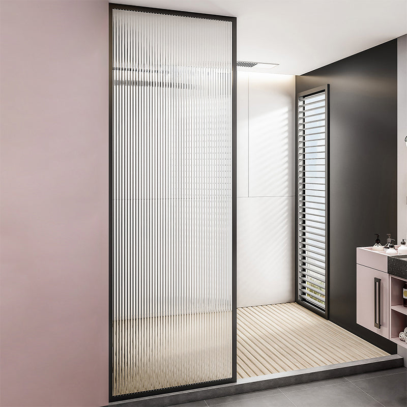 Black Fixed Shower Screen Full Frame Half Partition Bathroom Door