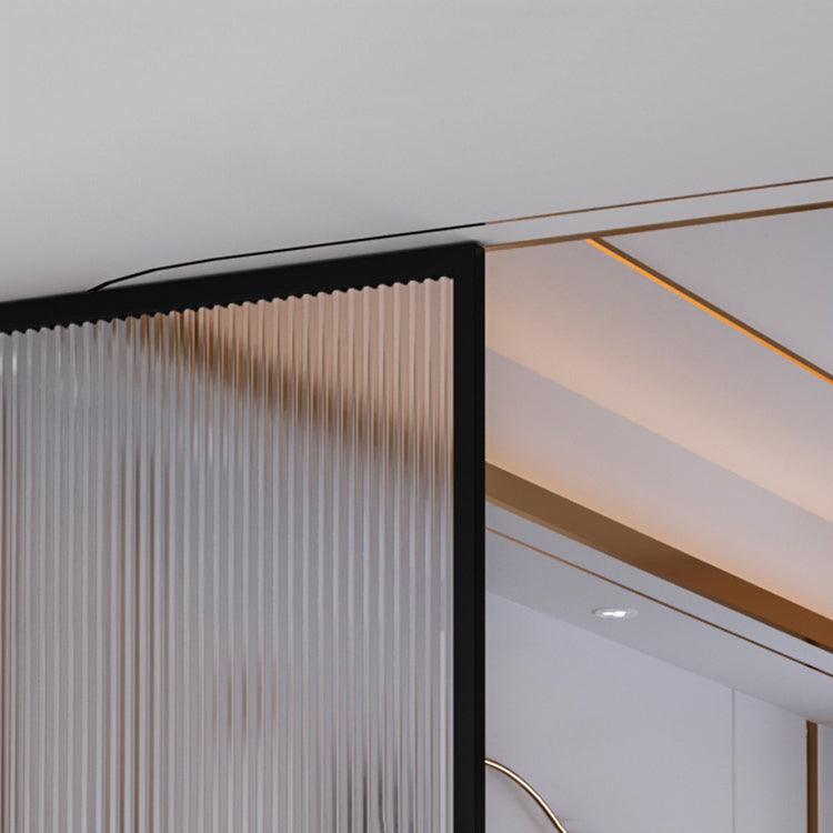 Black Fixed Shower Screen Full Frame Half Partition Bathroom Door